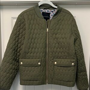 Talbots Olive Green Quilted Bomber Jacket